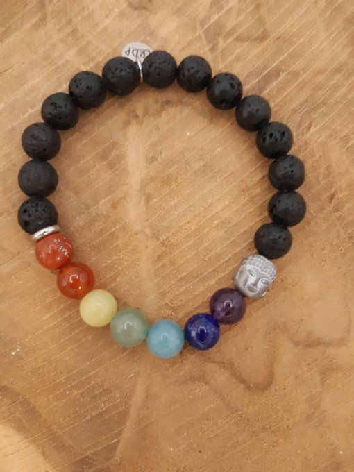 Bracelet des 7 chakras en pierre de lave 