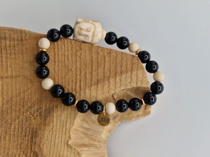 Bracelet en onyx et magnésite