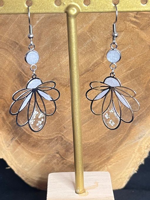 Boucles d'oreilles collection Lotus argenté