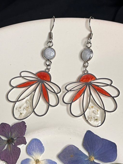 Boucles d'oreilles collection Lotus argenté