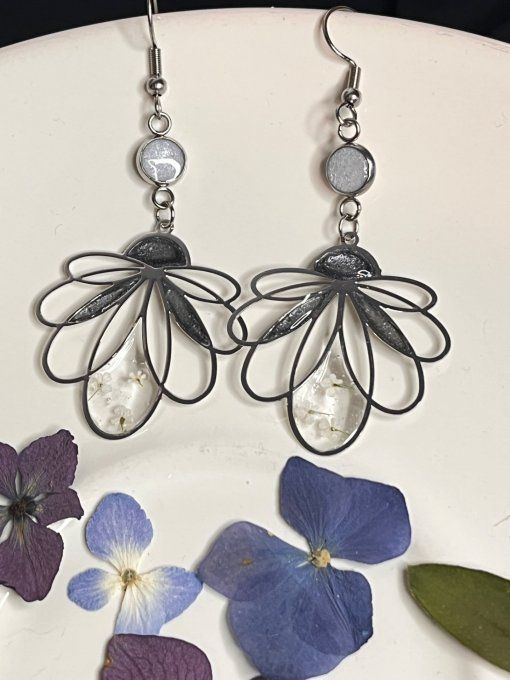 Boucles d'oreilles collection Lotus argenté