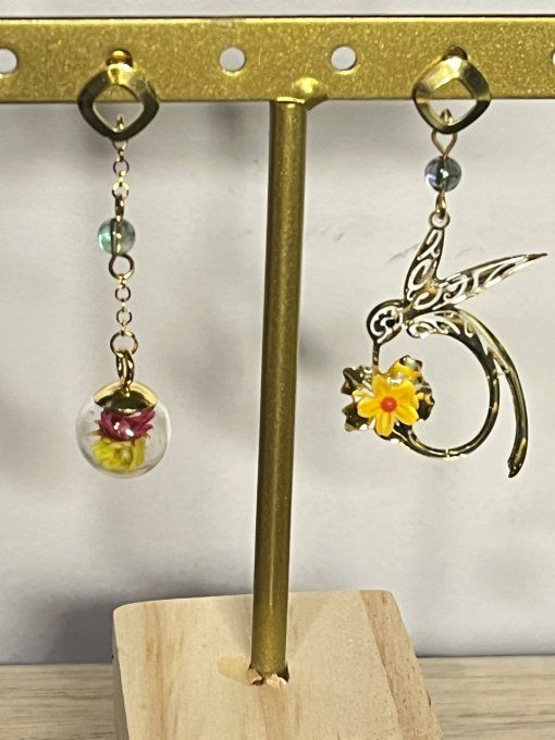 Boucles d'oreilles colibri