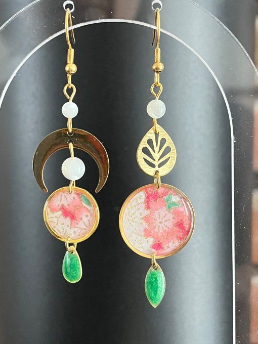 Boucles d’oreilles en papier japonais 
