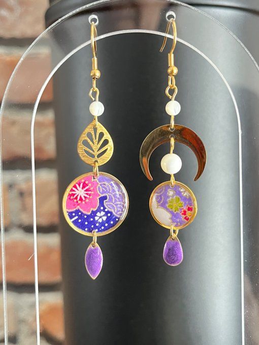 Boucles d’oreilles en papier japonais 