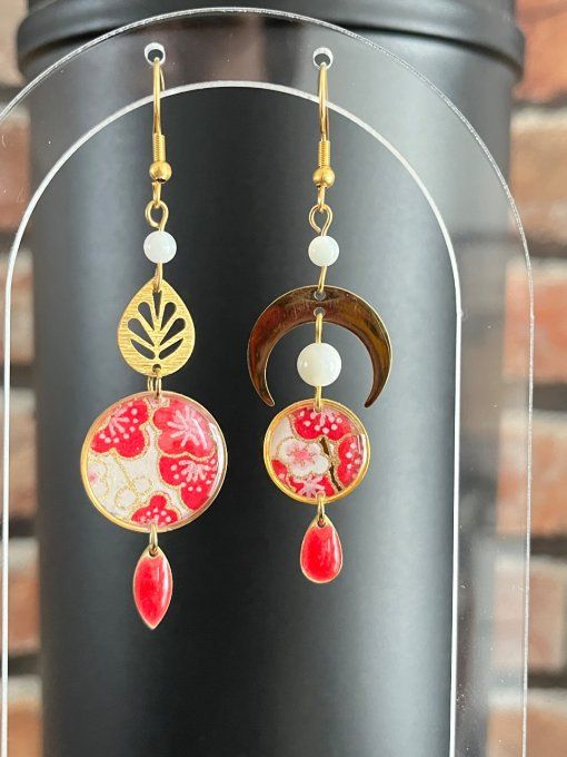 Boucles d’oreilles en papier japonais