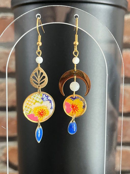 Boucles d’oreilles en papier japonais 