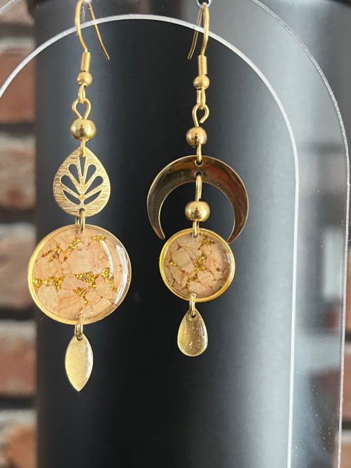 Boucles d’oreilles en papier de liège 
