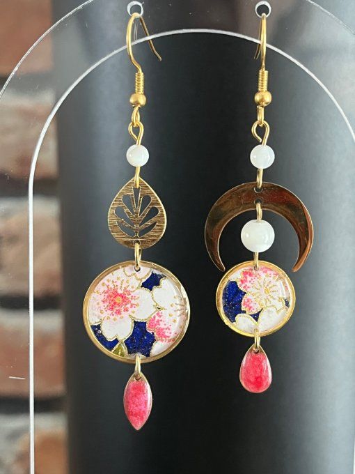 Boucles d’oreilles en papier japonais 