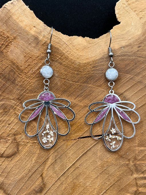 Boucles d'oreilles collection Lotus argenté