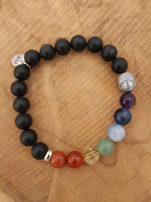 Bracelet des 7 chakras en onyx mat