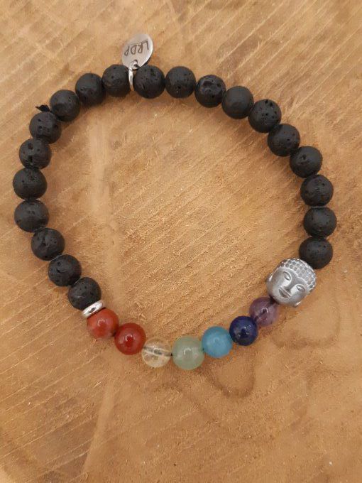 Bracelet des 7 chakras en pierre de lave 