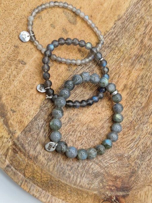 Bracelet en labradorite blanche