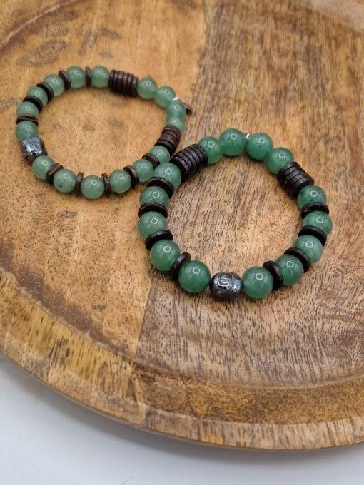 Bracelet en aventurine et noix de coco 