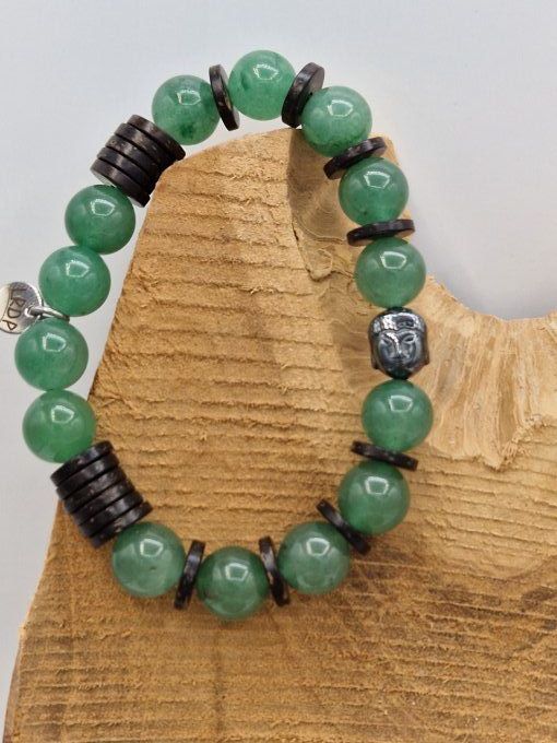 Bracelet en aventurine et noix de coco 