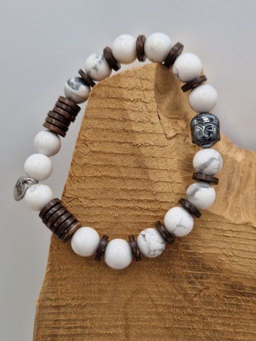 Bracelet en howlite et noix de coco 