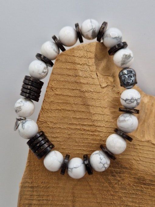 Bracelet en howlite et noix de coco 