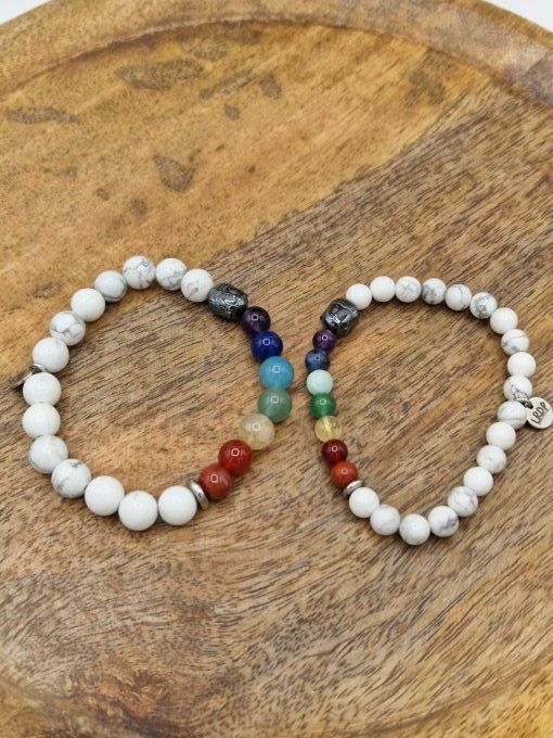 Bracelet des 7 chakras en howlite 