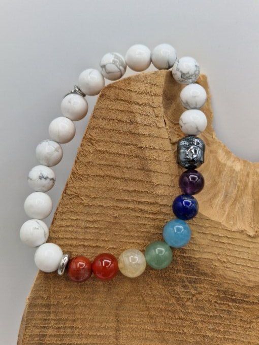 Bracelet des 7 chakras en howlite 