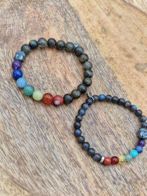 Bracelet des 7 chakras en labradorite 