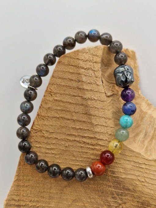 Bracelet des 7 chakras en labradorite 