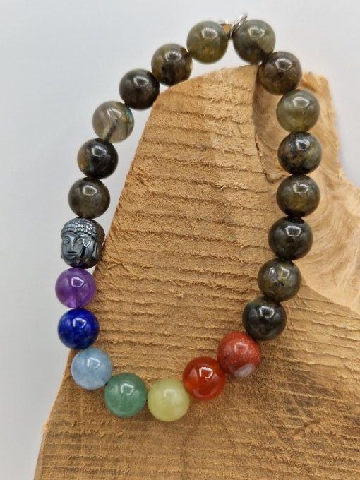 Bracelet des 7 chakras en labradorite 