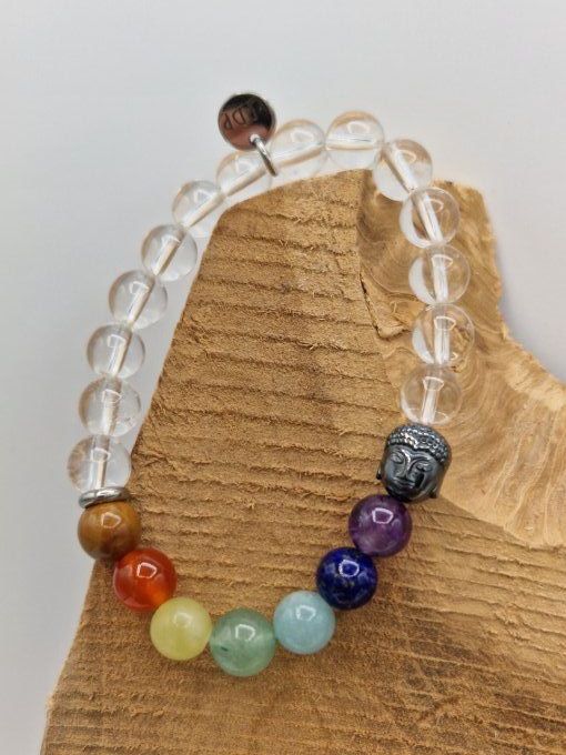 Bracelet des 7 chakras en cristal de roche 