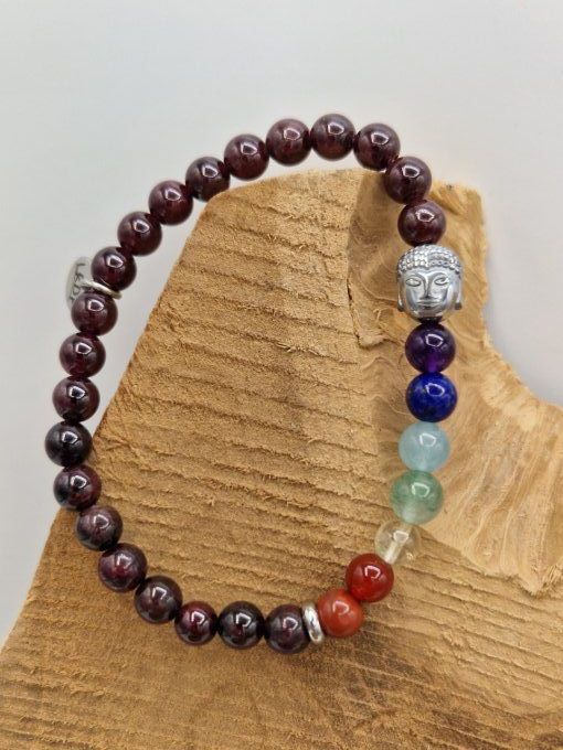 Bracelet des 7 chakras en grenat