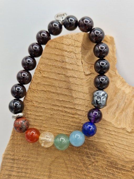 Bracelet des 7 chakras en grenat