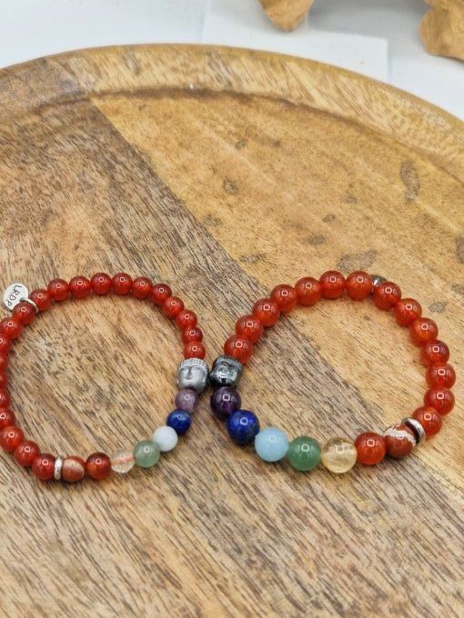 Bracelet des 7 chakras en cornaline 