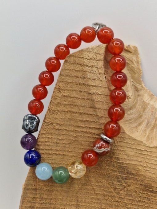 Bracelet des 7 chakras en cornaline 