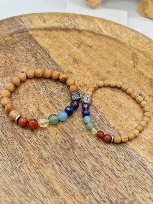 Bracelet des 7 chakras en bois de santal 