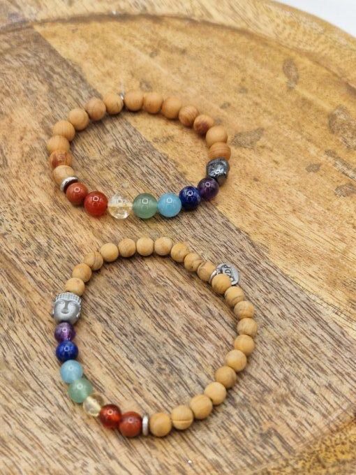 Bracelet des 7 chakras en bois de santal 