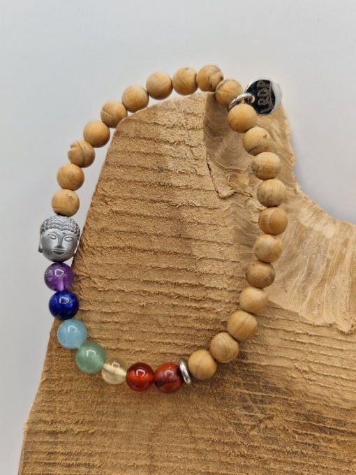 Bracelet des 7 chakras en bois de santal 