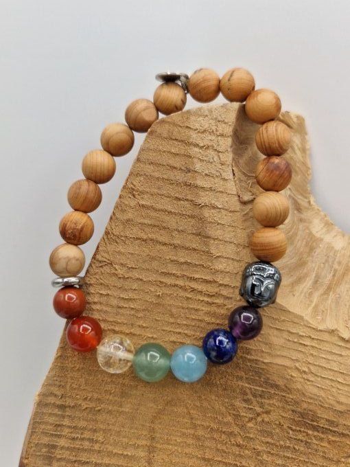 Bracelet des 7 chakras en bois de santal 