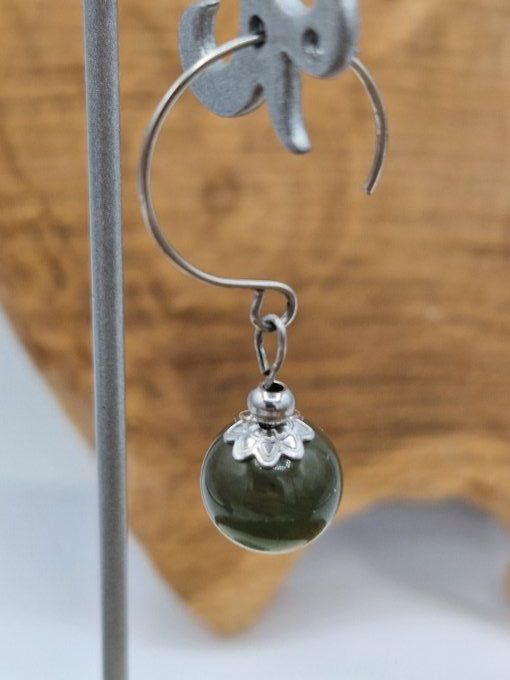 Boucles d'oreilles en labradorite et acier inoxydable argenté 