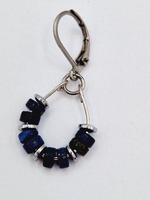 Boucles d'oreilles  en lapis-lazuli et acier inoxydable 