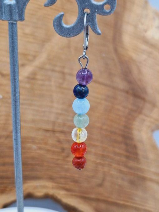 Boucles d'oreilles 7 chakras et acier inoxydable