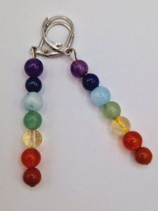 Boucles d'oreilles 7 chakras et acier inoxydable