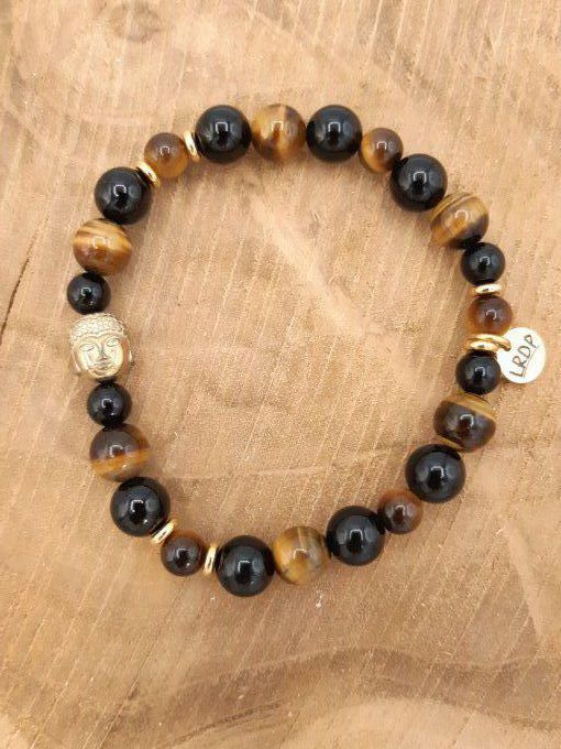 Bracelet en onyx et oeil de tigre 