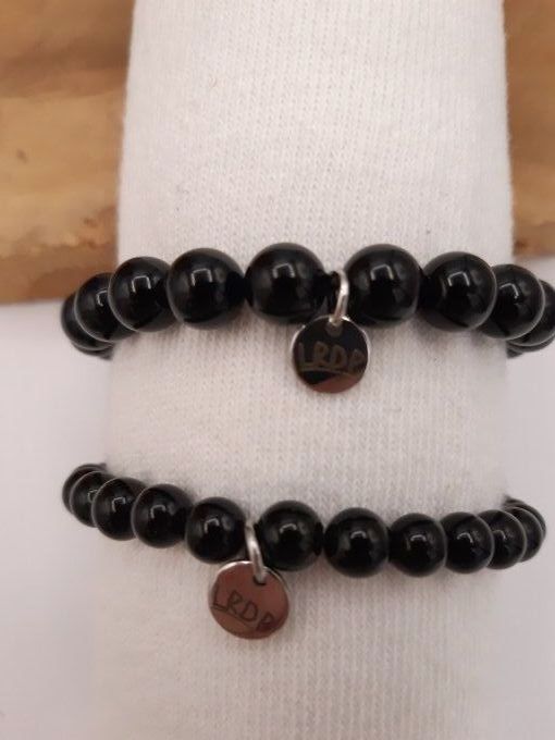 bracelet en obsidienne noire